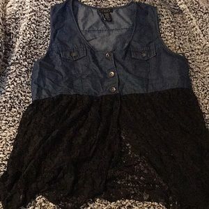 Plus Size Jean/Lace Top
